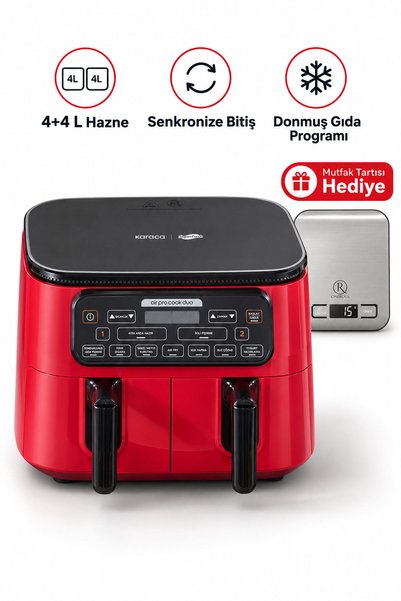 Karaca Air Pro Cook Duo Superfresh Airfryer 4+4 L Hazne Senkronize Bitiş Mutfak Tartısı Hediye
