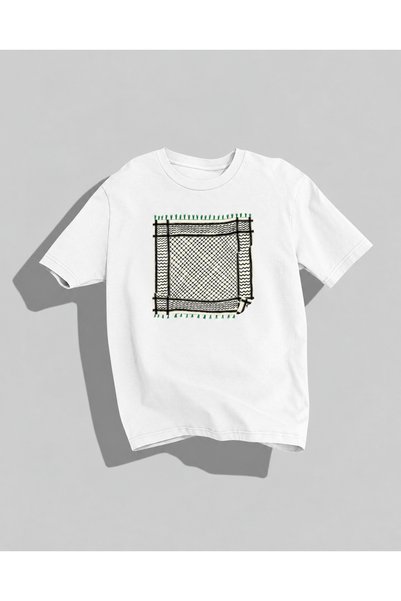 Nulivez Palestinian Kefiye Patterned Unisex Oversize T-Shirt Black and White ...