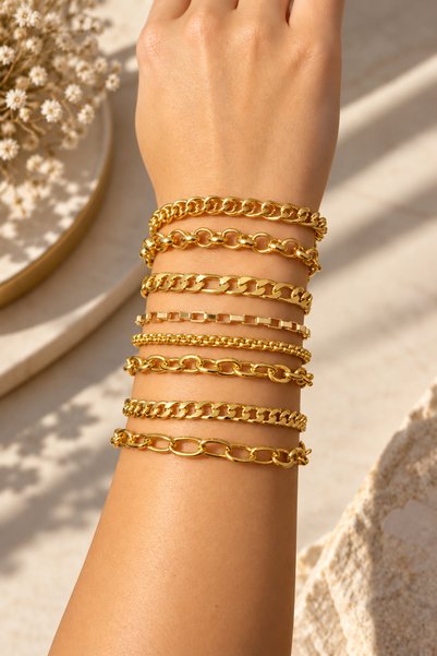Adata Jewelry Steel 8-Piece Women's Bracelet Combination Gold Color