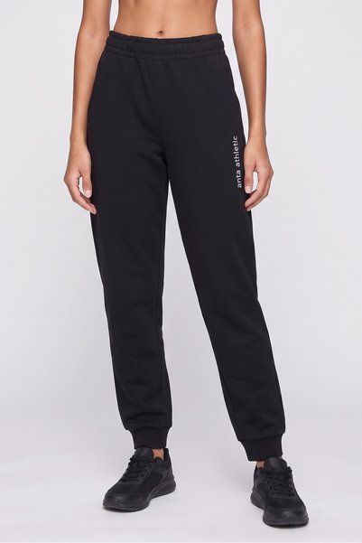 Anta Women Regular Fit Brand Logo Outdoor Sweatpants, Black