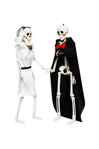 GGEROU 16" Skeleton Couple Decorations, Scary Skeleton Bride and Groom Full B...
