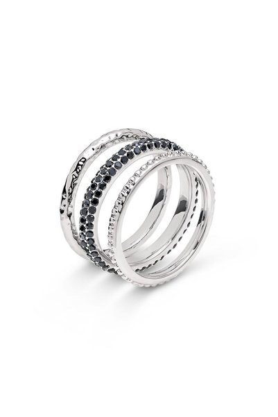 Tchibo Women 3 Pcs Glass Crystal Stones Ring Set, Multicolor