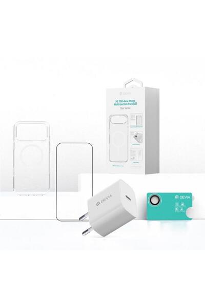 Devia Комплект 4 в 1 за iPhone: 30W GaN зарядно устройство, MagSafe калъф, пр...