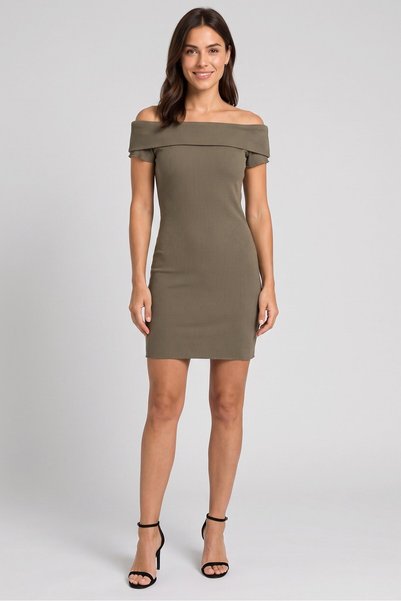 Don't Call Me Jennyfer Women Ribbed Mini Dress, Olive