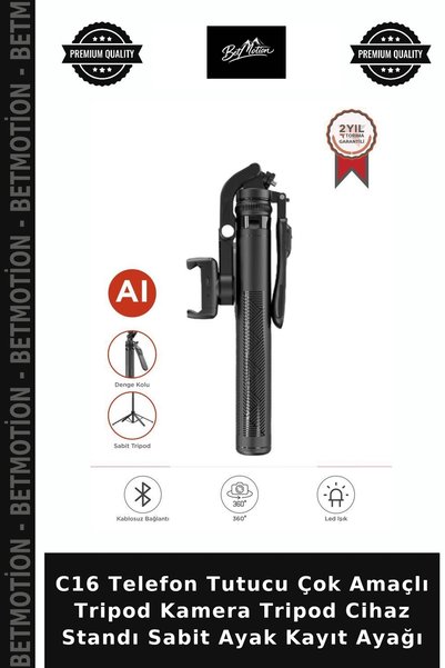 Betmotion C16 Telefon Tutucu Çok Amaçlı Tripod Kamera Tripod Cihaz Standı Sabit Ayak Kayıt Ayağı
