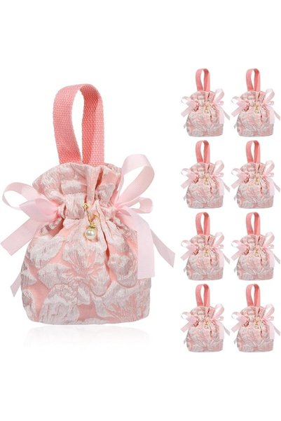 GENERAL Tazweeq 8 Pcs Small Floral Gift Bags Canvas Favor Totes for Wedding P...