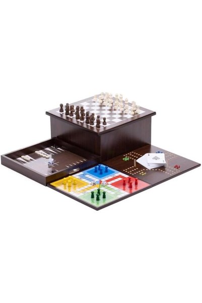 A Childhood Dream 10-in-1 Wooden Game Box – Chess, Jaccaro, Dominoes, Ludo Star, Mancala, XO, Checkers, Backgammon,