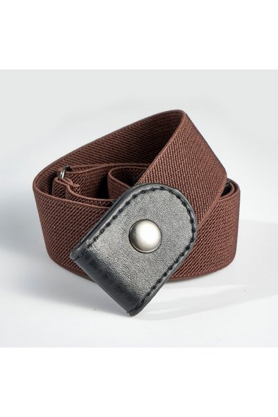 Choice Brown Buckle-Free Belt for Women Girls Jeans Pants Dress No Buckle Str...