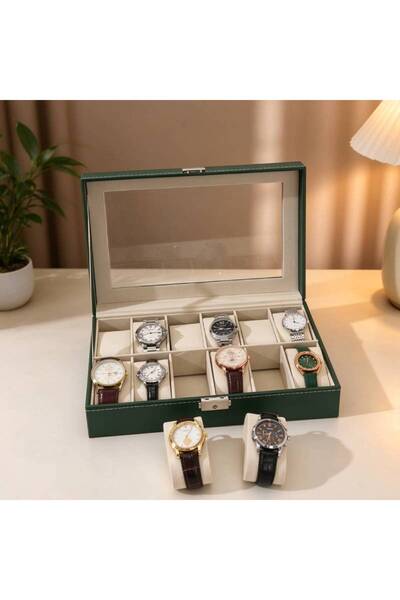 VmaxVision Storage Box Jewelry Box for Watch Jewelry Display 30x20x8CM Green