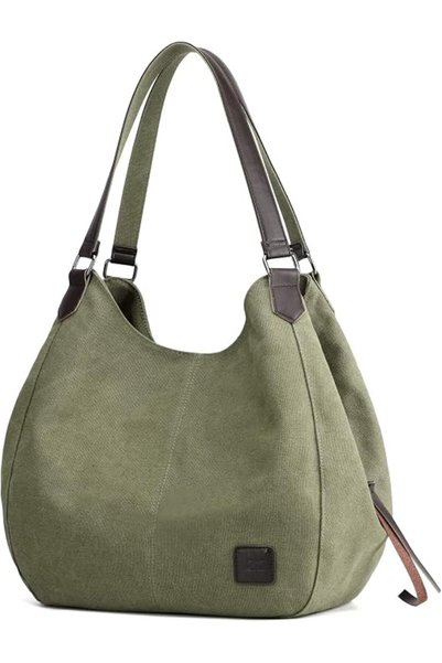 GENERAL Women's Multi-pocket Shoulder Bag Fashion Cotton Canvas Handbag Tote ...
