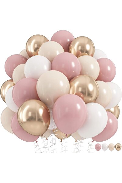 Arabest HOME ZONE Nude Dusty Pink Balloons Set, 60Pcs 12 Inch Retro Blush Pin...