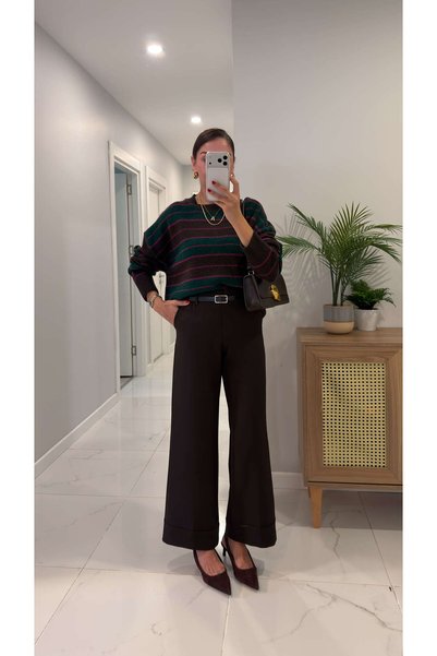 BİRCANÇİL Maria Brown Belted Trousers