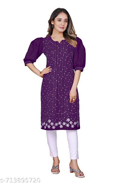 Generic Brand Stylish Kurti with Embroidered Work