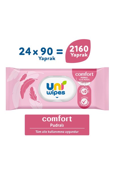 Uni Baby Uni Wipes Comfort Pudra Kokulu Islak Mendil 24X90 2160 Yaprak
