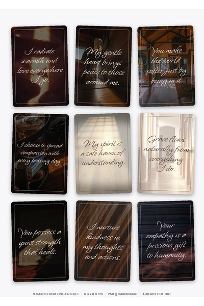 OEM Good Soul Affirmation Cards, Set of 9 Cut Pieces, 250g Cardboard, 6.3x8.8 cm