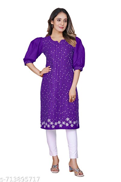 Generic Brand Stylish Kurti with Embroidered Work