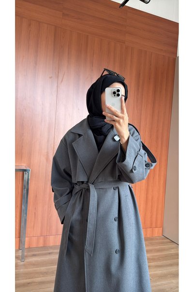 NUHBE Casual Elegance Trench Coat - Anthracite