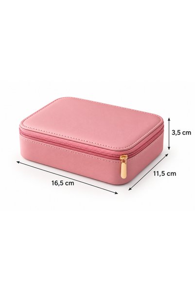 OEM Organizator Machiaj cu Oglinda LED, 3 Moduri de Iluminare, Portfard pentru Cosmetice si Bijuterii, Control Tactil, USB, Roz