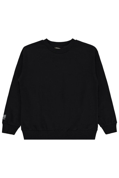 Sılversun Basic Label Embroidered Sweatshirt for Ages 8-13 - Black