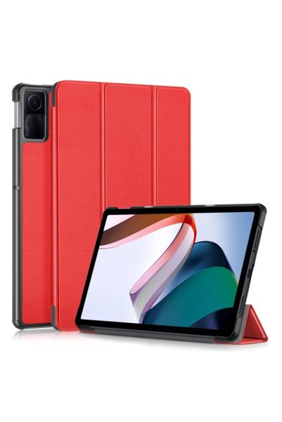 OEM Θήκη Βιβλίο Tri-Fold Όψης Δέρματος με Βάση για Xiaomi Redmi Pad SE, Κόκκινη
