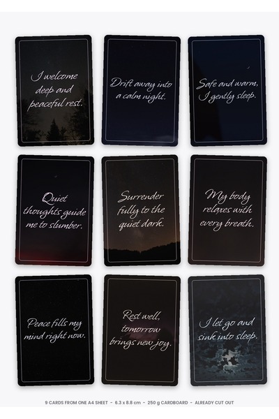 OEM Sweet Dreams Affirmation Cards, 9 Cut Pieces, 250g Cardboard, 6.3x8.8 cm
