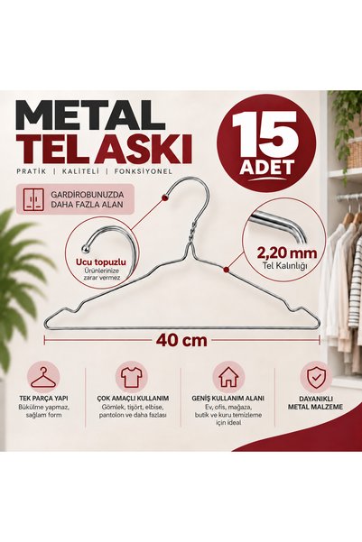 Metal Elbise Askısı Kıyafet Askısı Pantolon Askısı İnce Tel Askı