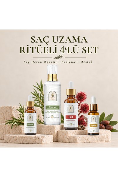 Sera Natura Saç Uzama Bakım Seti – Biberiye, Hint ve Jojoba Yağlı 4’lü Set