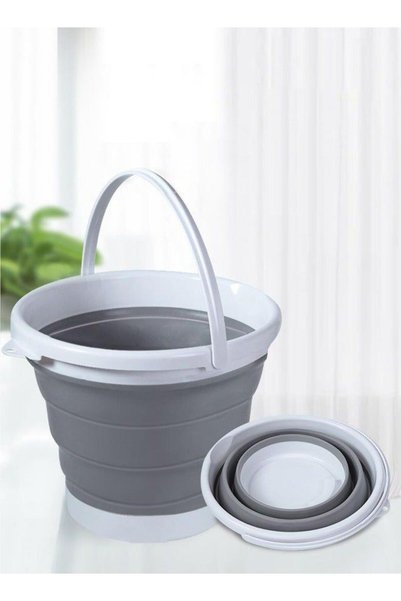 Haidue 3 PCS Foldable Gray Plastic Buckets, Multifunctional Foldable Set, Fis...