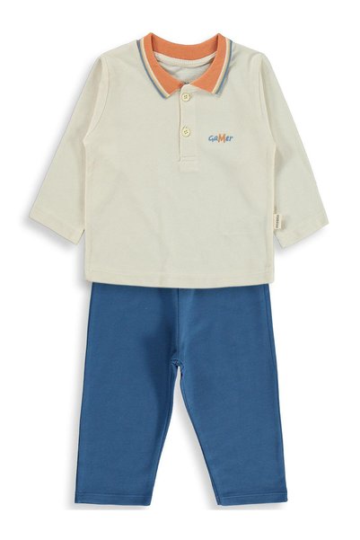 Bebbek Polo Pike Polo Collar 2-5 Years Set - Navy Blue