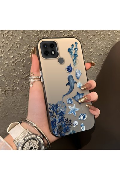 CASEVIBE Realme C21 Uyumlu Mavi Okyanus Desenli Sağlam İnce Telefon Kılıfı