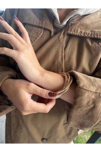 Xui Yeni Sezon Trend ModelEsnek Punk Yılan Kemiği Bilezik Çelik Çoklu Sarmal/...