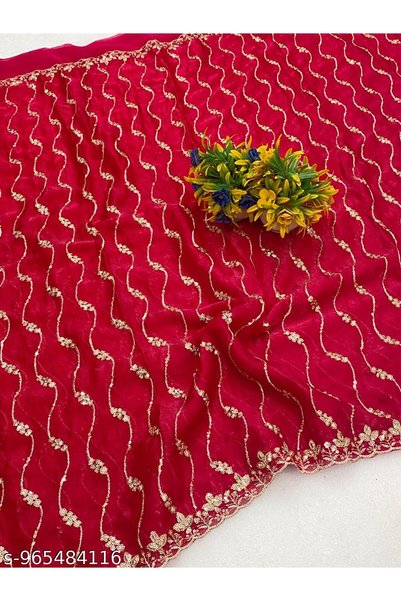 Generic Brand TTH Floral Saree with Blouse Piece and Elegant Border Work