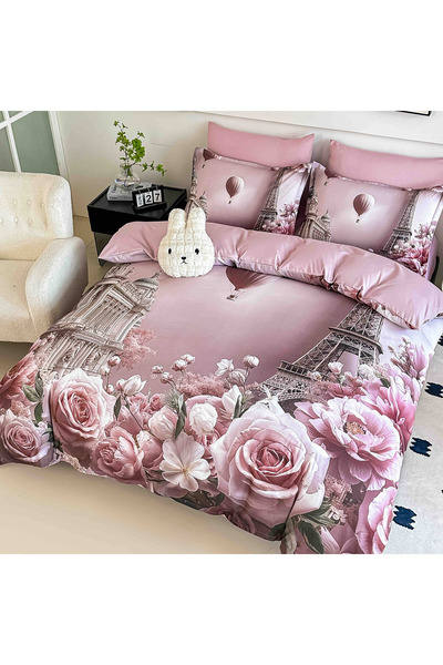 celhome Lenjerie de pat finet digital 5D, 6 piese, cearsaf cu elastic 180x200...