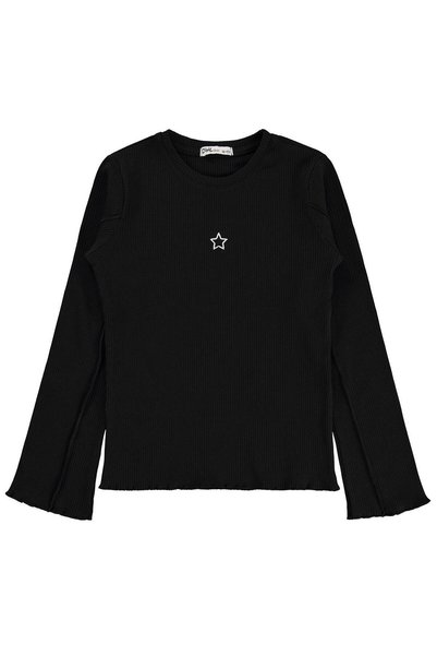Civil Girls Star Embroidered Sweatshirt for 10-13 Years Old - Black