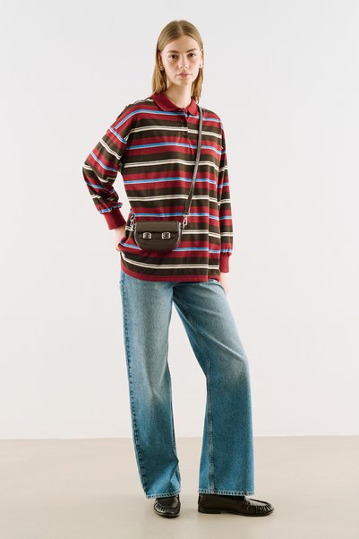 Manuka POLO YAKA ÇİZGİLİ SWEATSHIRT BORDO