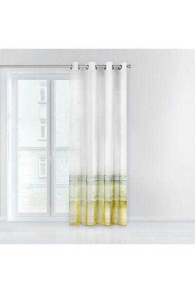 Design 91 Perdea gata confectionata cu ochiuri 140x250 Abi alb galben maslini...