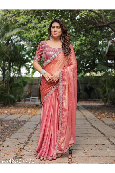 Generic Brand Women's Wedding Saree | Organza Saree | Embroidery Organza Sare...