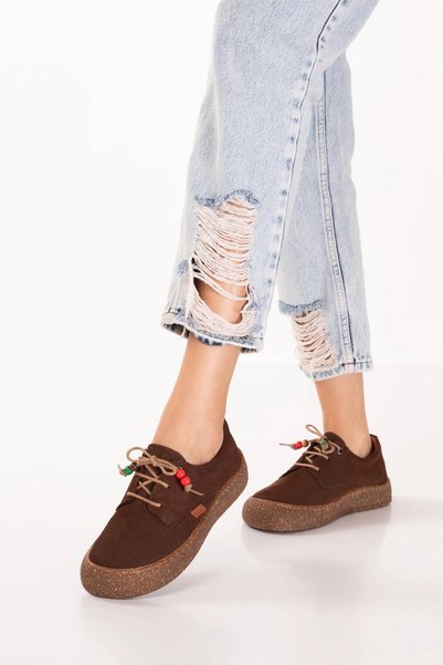 Gondol Pantofi casual de damă din piele naturală usl.2327 Nubuck maro