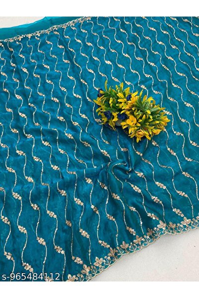 Generic Brand TTH Floral Saree with Blouse Piece and Elegant Border Work