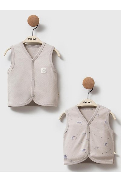 Moi Noi 2-Piece Printed Vest for 0-24 Months - Gray