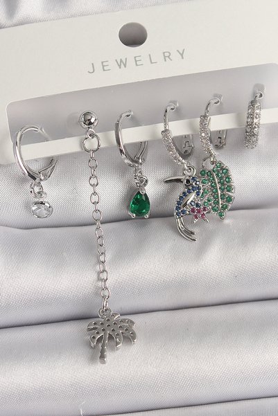 BlackCraft Brass Silver Color Dangle Zircon Stone Tree Figure Multiple Women'...