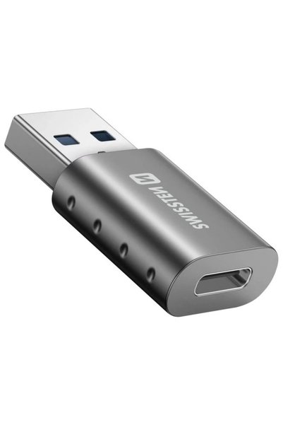 SWISSTEN 55500200 USB-A masculin - USB-C feminin Adapter de Conversie - Gri