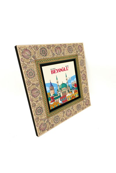 Sadrazam Istanbul Taksim Beyoğlu Printed Mdf Gold-Plated Table 20X20 1G-Beyoğlu1