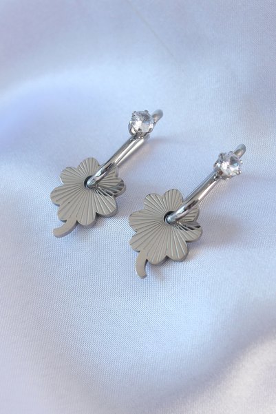 BlackCraft 316L Steel Silver Color Zircon Stone Women's Migrant Earrings