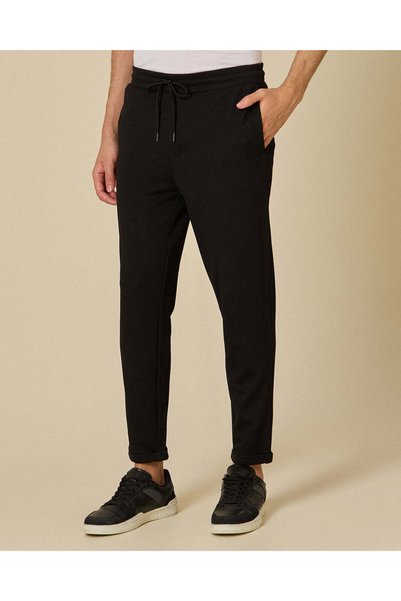 REDTAG Men Black Plain Track Pants