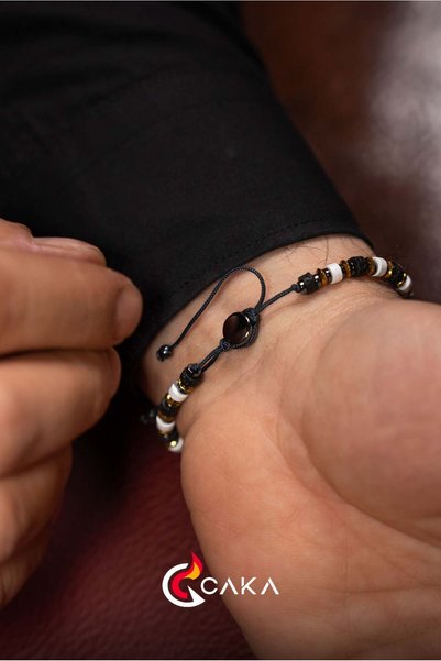 caka lighter Contrast Natural Stone Men's Bracelet