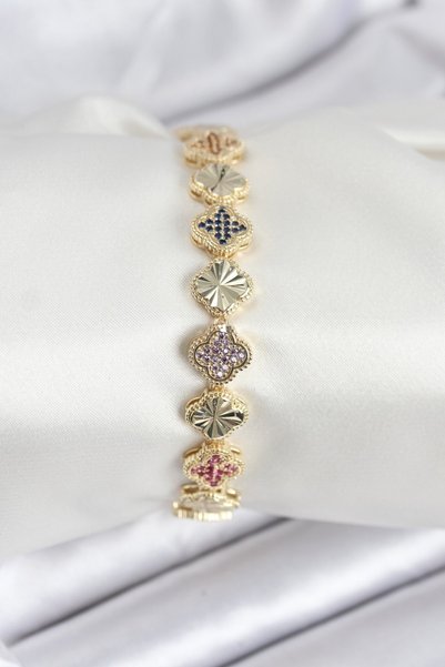 BlackCraft Brass Vip Series Clover Zircon Stone Women's Bracelet
