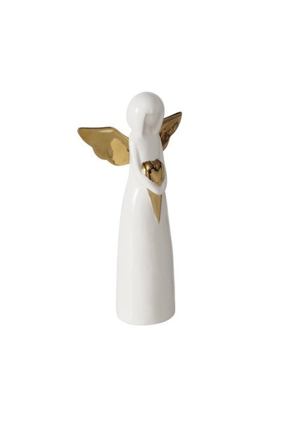 DecoDepot Figurină înger, aripi albe/aurii, 25 cm