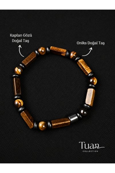 Tuan Collection High Quality Tiger Eye & Onyx Combination Natural Stone Bracelet Special Design