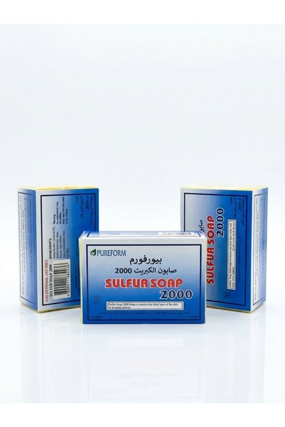 PUREFORM طقم 3 حبات صابون الكبريت 2000 من بيورفورم (PUREFORM) التنظيف العميق ...